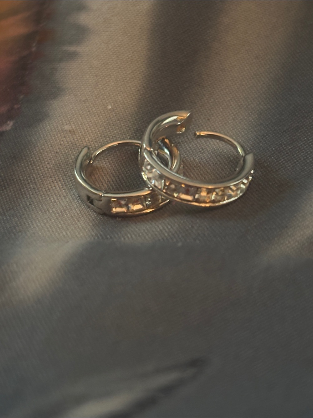 Classic Crystal Huggie Hoop Earrings - Silver 925